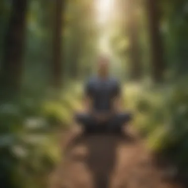 An individual meditating in nature after a physical workout, symbolizing peace and mental clarity.