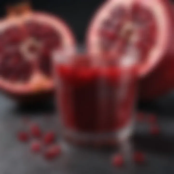Nutritional chart illustrating the benefits of pomegranate juice