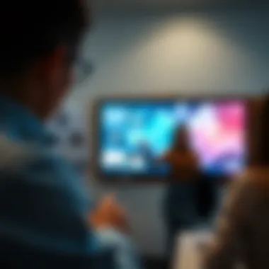 Teacher facilitating a lesson with interactive display