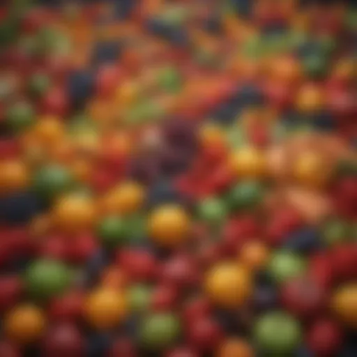 Colorful array of fruits and vegetables rich in vitamins