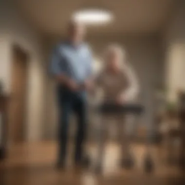 Supportive Therapy with Walkers in Recovery A therapist assisting a patient with a walker