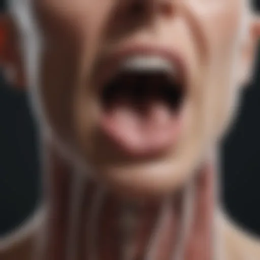Illustration of throat anatomy highlighting vocal folds