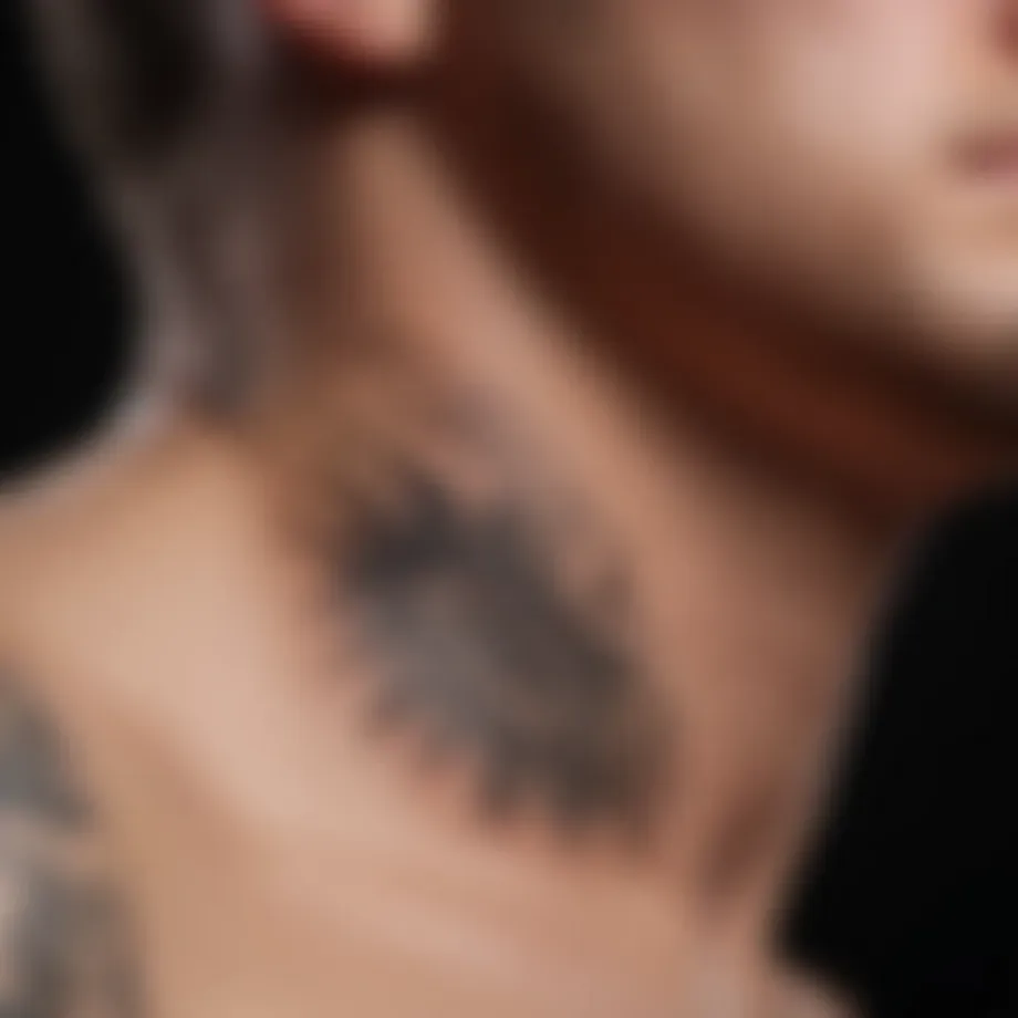 Close-up of a tattooed skin with topical ointment applied