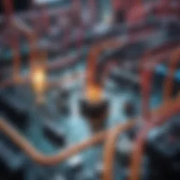 Illustration of circuit board connections highlighting electrical pathways