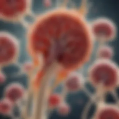 Illustration depicting the hematopoietic stem cells in the bone marrow environment.