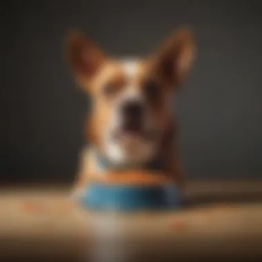 A dog bowl with untouched food, symbolizing loss of interest in meals