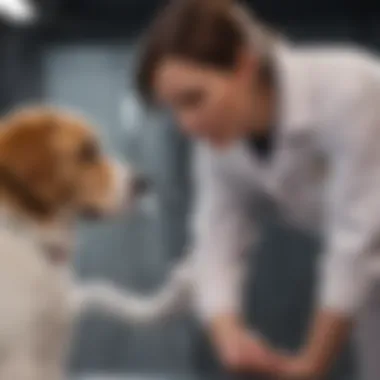 Veterinarian examining a dog, highlighting the importance of professional consultation