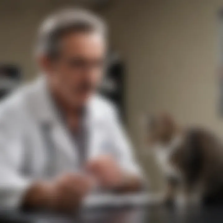 Veterinarian explaining medication to pet owner