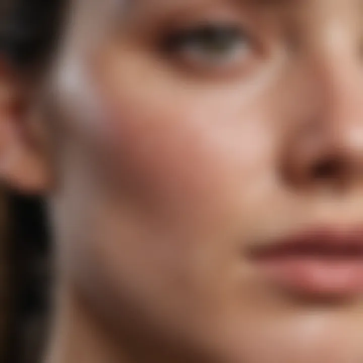 Close-up of acne on facial skin