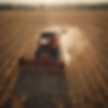 Harvesting combine in action during a field operation