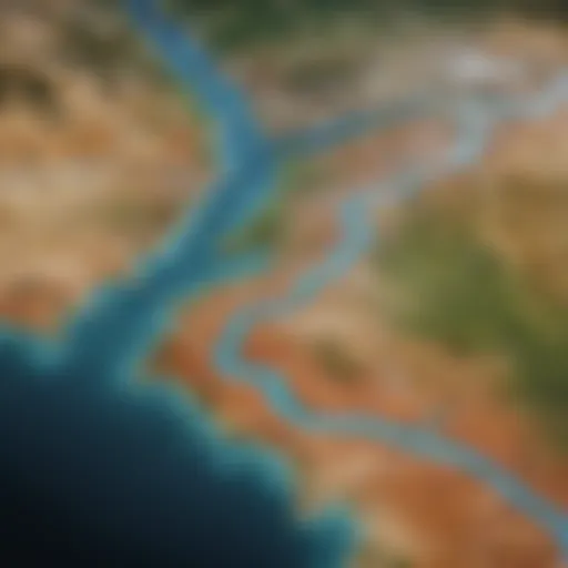 Detailed hydrological map showcasing river systems and watershed boundaries