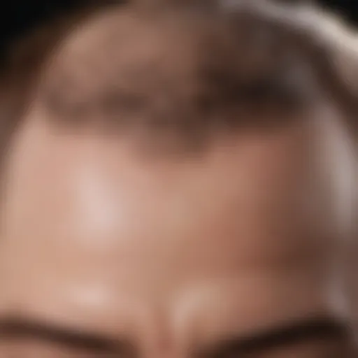 A close-up of a scalp showing signs of irritation and redness.