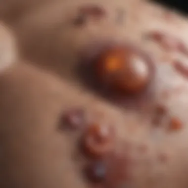 Close-up view of liver spots on skin