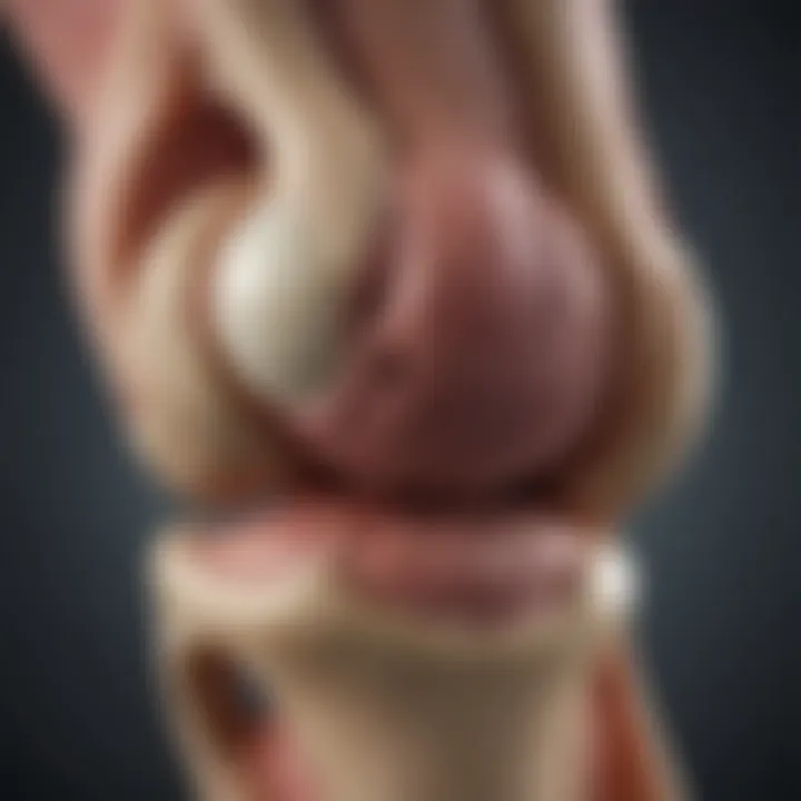 Illustration of knee joint showing cartilage anatomy
