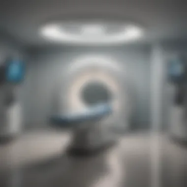 An illustration depicting the layout of a clinical space optimized for different MRI machine sizes.