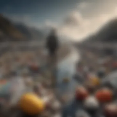 Infographic detailing the sources of plastic pollution and its journey from production to disposal.