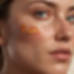 Close-up of sunburned skin showing redness and peeling