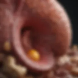 A detailed diagram illustrating the liver with highlighted fatty deposits