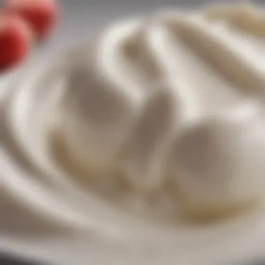 The Creamy Texture of Yogurt A close-up of a creamy yogurt texture, showcasing its rich and smooth consistency.